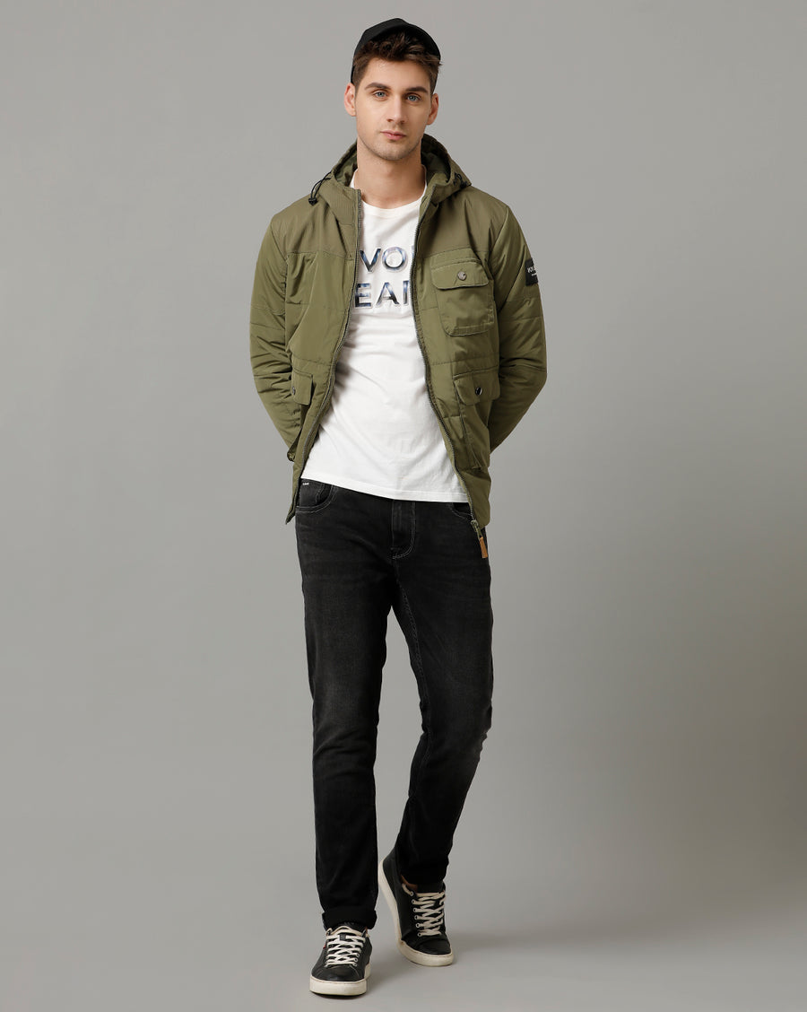 Voi Jeans Mens Olive Regular Fit Jacket