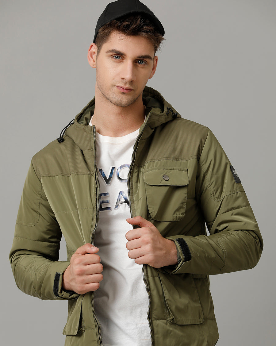 Voi Jeans Mens Olive Regular Fit Jacket