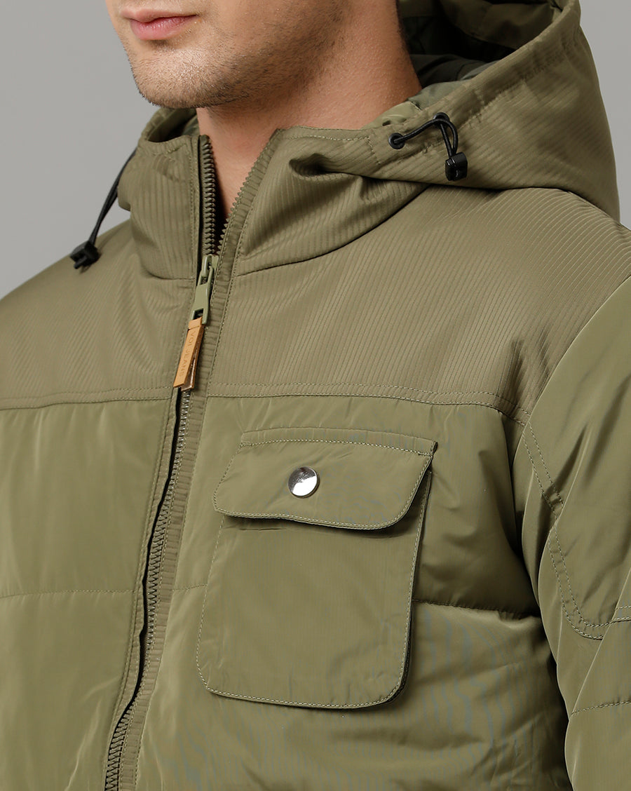 Voi Jeans Mens Olive Regular Fit Jacket