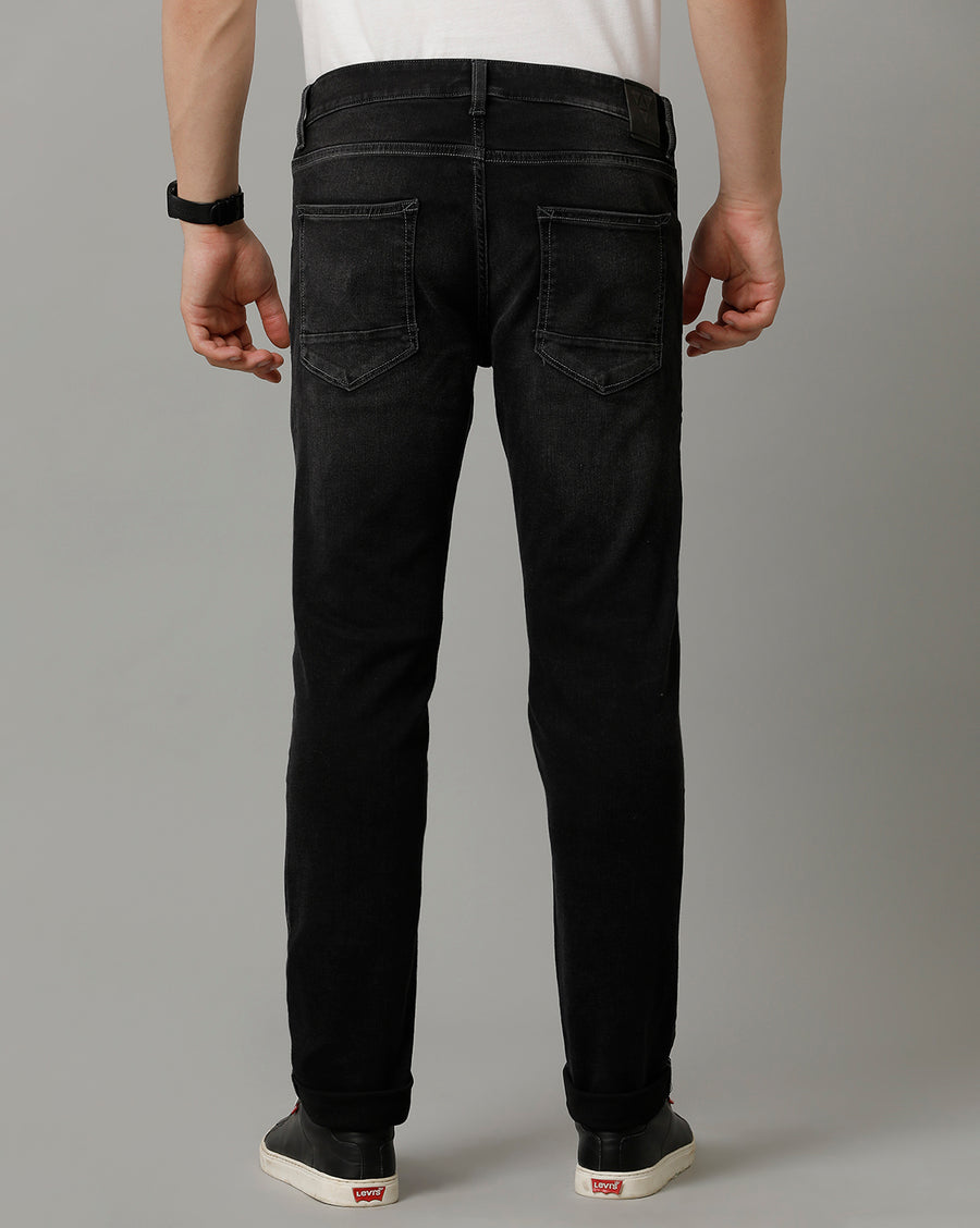 Voi Mens Black Track Skinny Cotton Poly Jeans