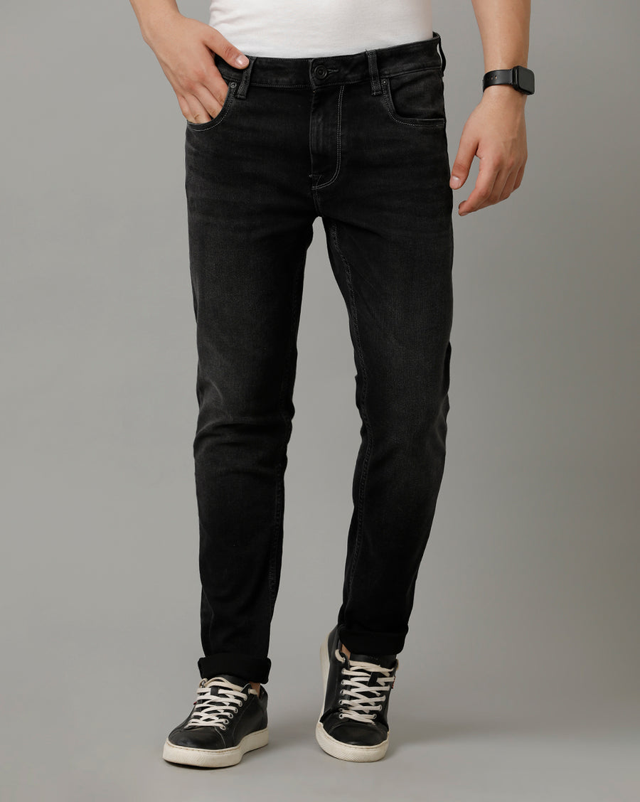 Voi Mens Black Track Skinny Cotton Poly Jeans