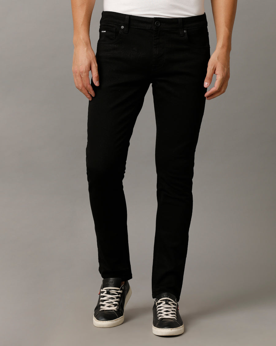 Voi Mens Black Track Skinny Cotton Poly Jeans