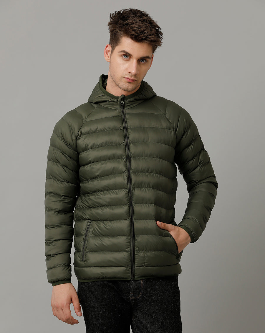 Voi Jeans Mens Olive Regular Fit Jacket