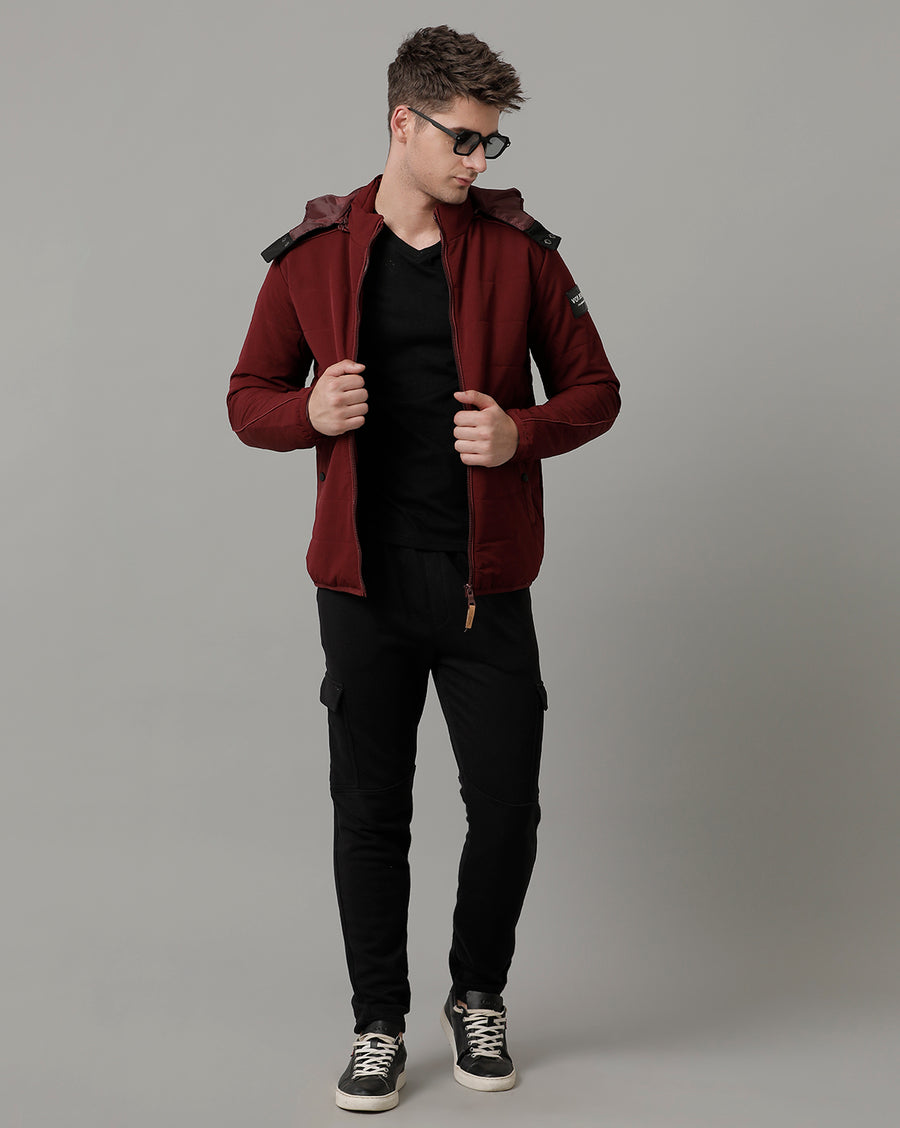 Voi Jeans Mens Maroon Regular Fit Jacket