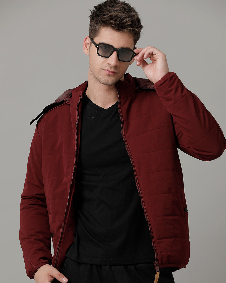 Voi Jeans Mens Maroon Regular Fit Jacket