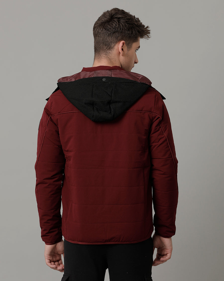 Voi Jeans Mens Maroon Regular Fit Jacket