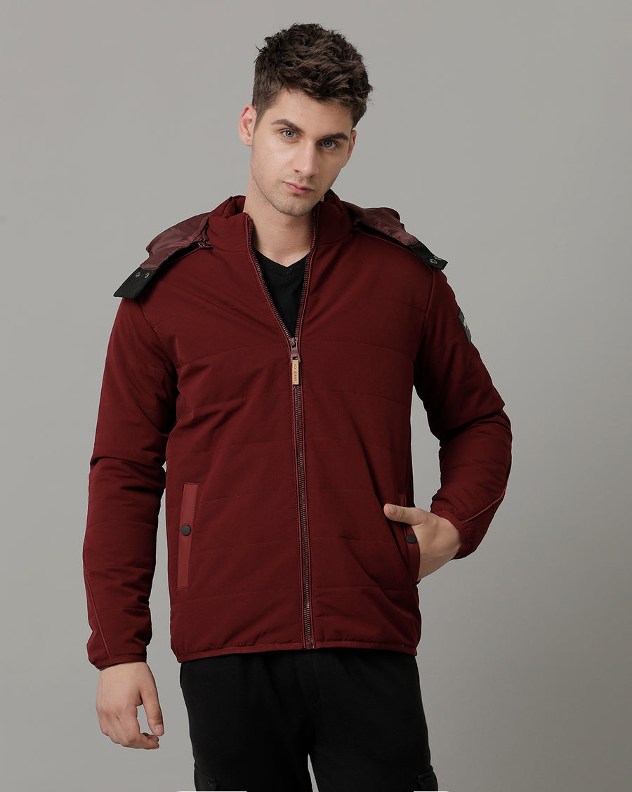 Voi Jeans Mens Maroon Regular Fit Jacket