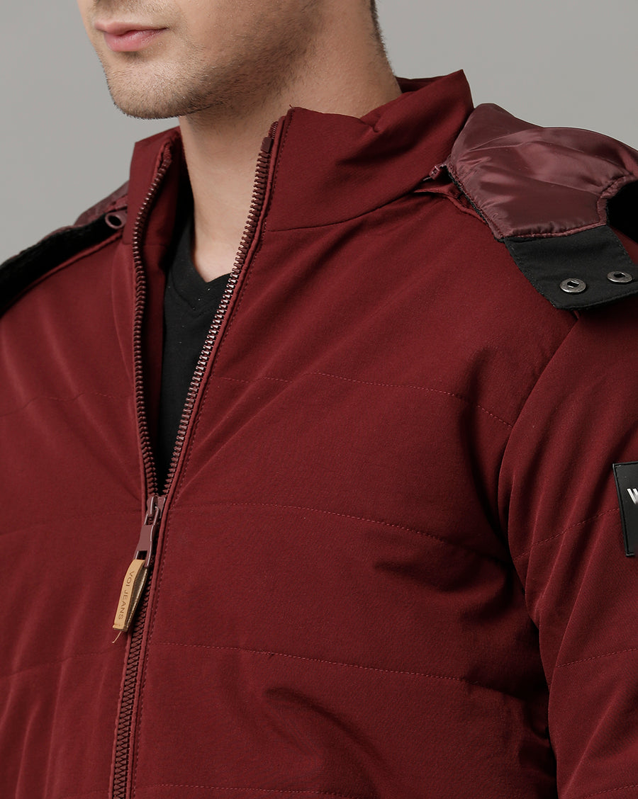 Voi Jeans Mens Maroon Regular Fit Jacket