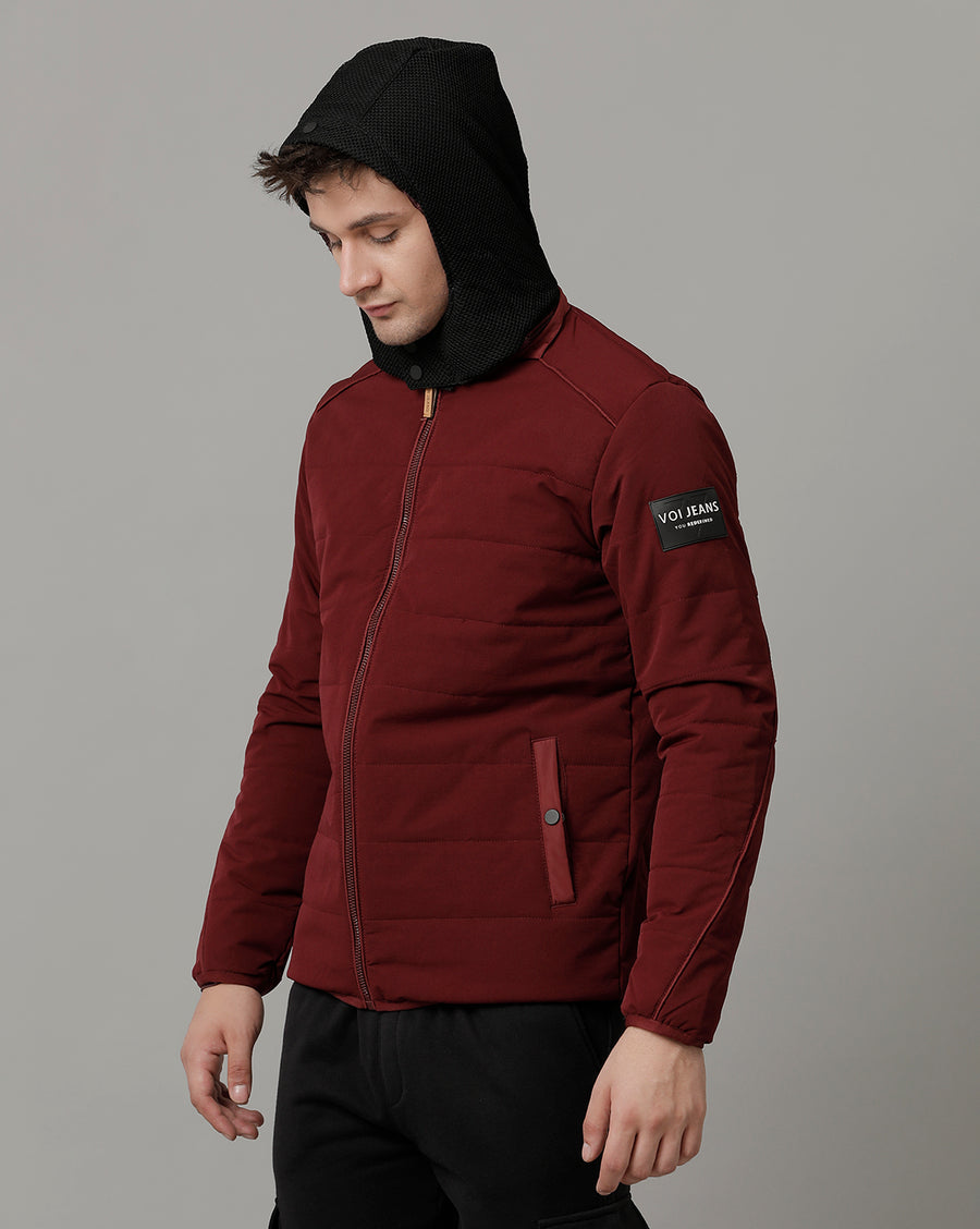 Voi Jeans Mens Maroon Regular Fit Jacket