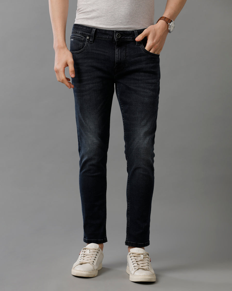 INDIGO TRACK CROPPED SKINNY FIT JEANS