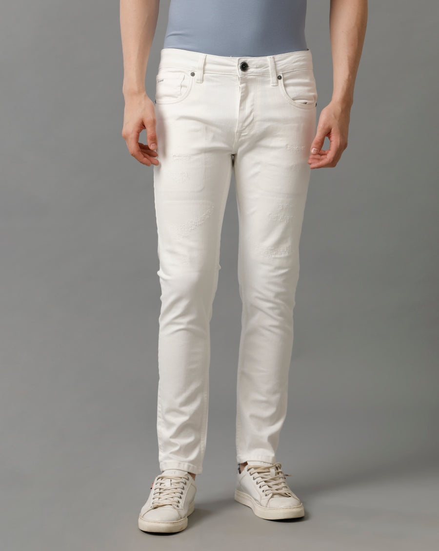 WHITE TRACK SKINNY FIT JEANS