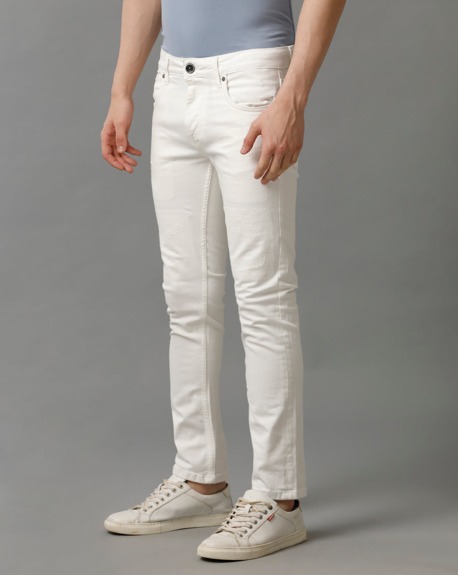 WHITE TRACK SKINNY FIT JEANS