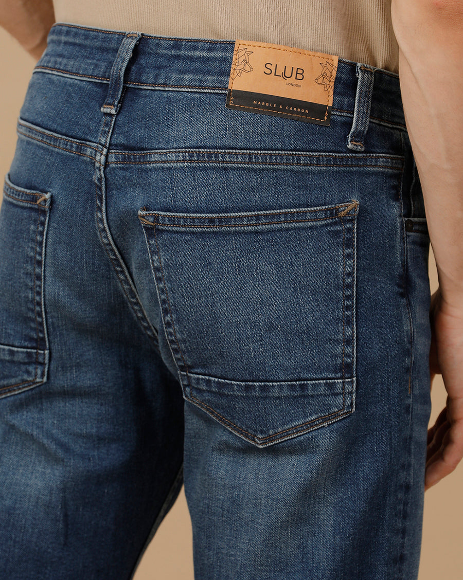 SLUB INDIGO SLIM FIT JEANS