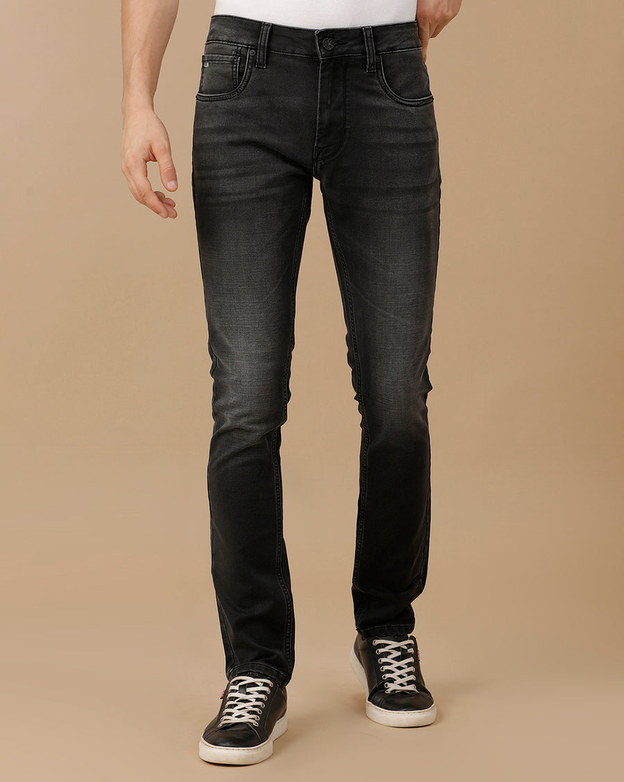 SLUB BLACK SKINNY FIT DENIM JEANS