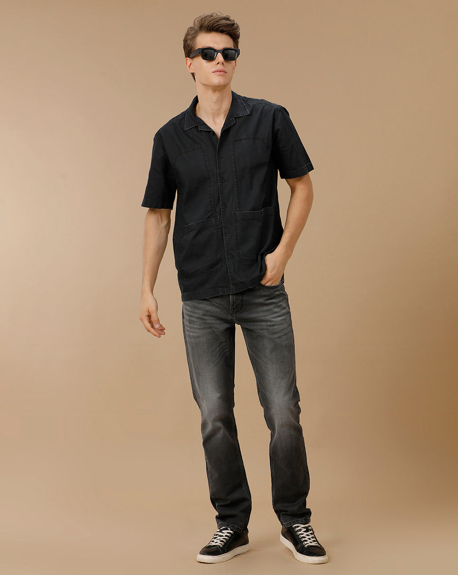 SLUB BLACK SLIM FIT JEANS