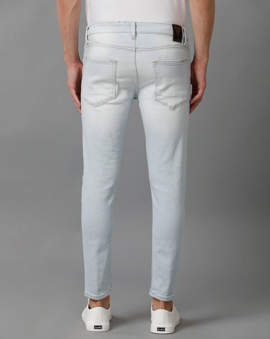 Men Solid Track Cropped Skinny Jeans