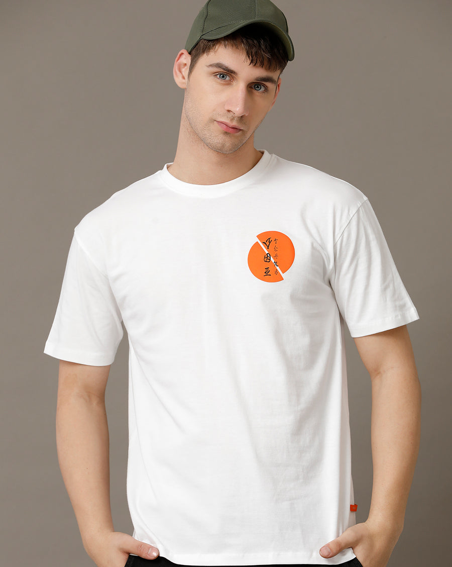 Voi Jeans Mens White Boxy Fit Cotton T-Shirt