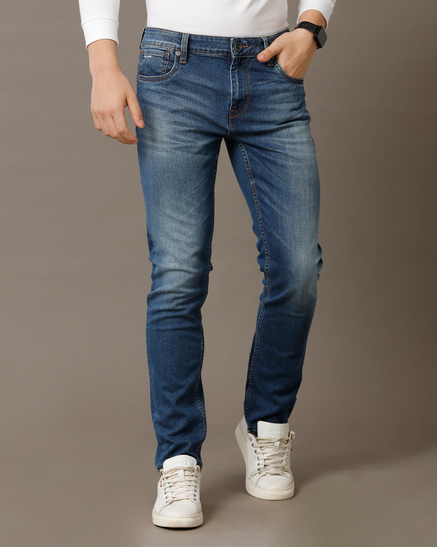 Voi Jeans Mens Indigo Track Skinny Cotton Poly Jeans