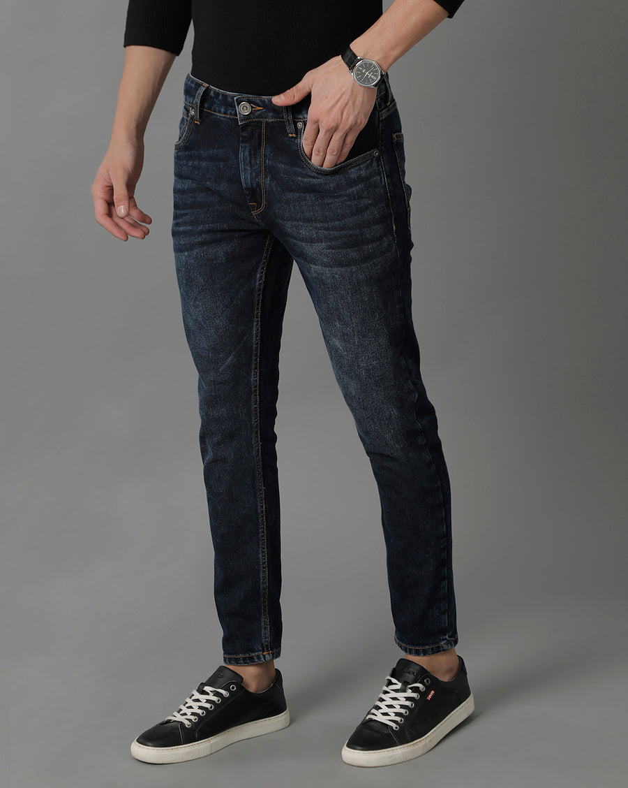 Voi Jeans Mens Light Indigo Track Cropped Skinny Jeans