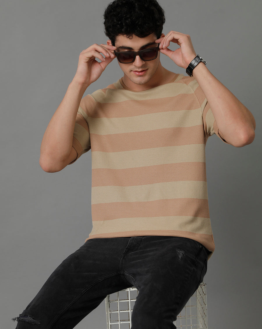 Voi Jeans Striped Raglan Sleeves Pure Cotton T-shirt