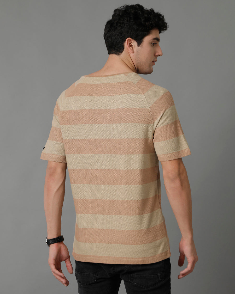 Voi Jeans Striped Raglan Sleeves Pure Cotton T-shirt