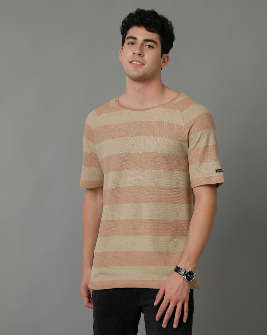 Voi Jeans Striped Raglan Sleeves Pure Cotton T-shirt