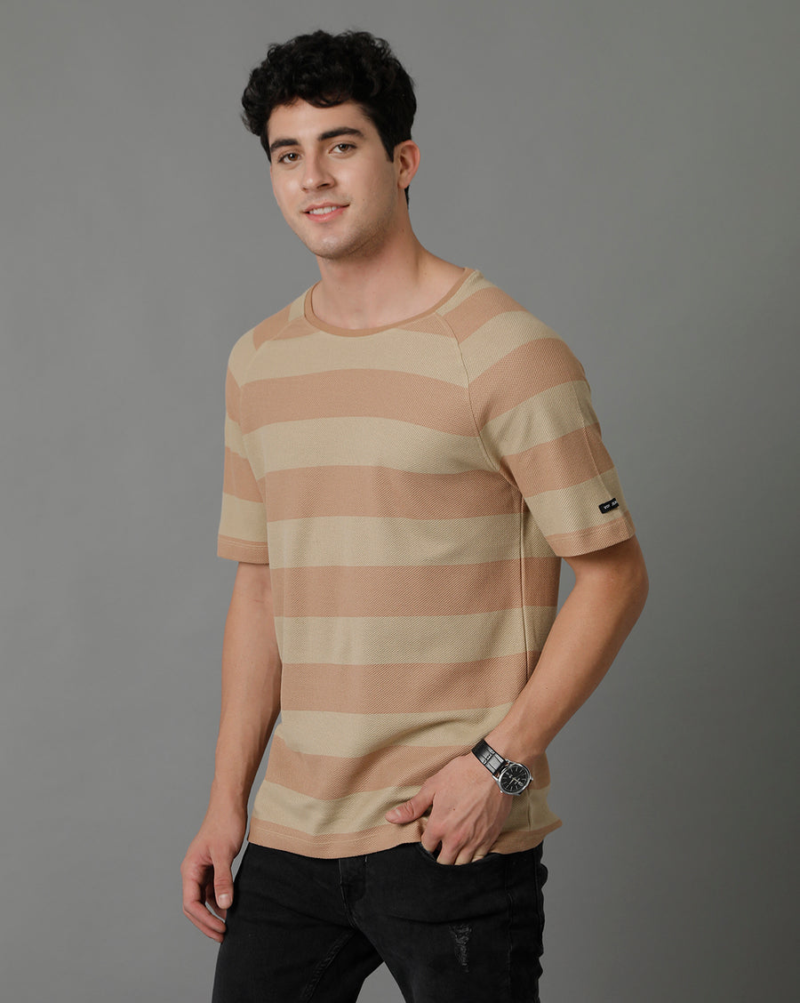 Voi Jeans Striped Raglan Sleeves Pure Cotton T-shirt