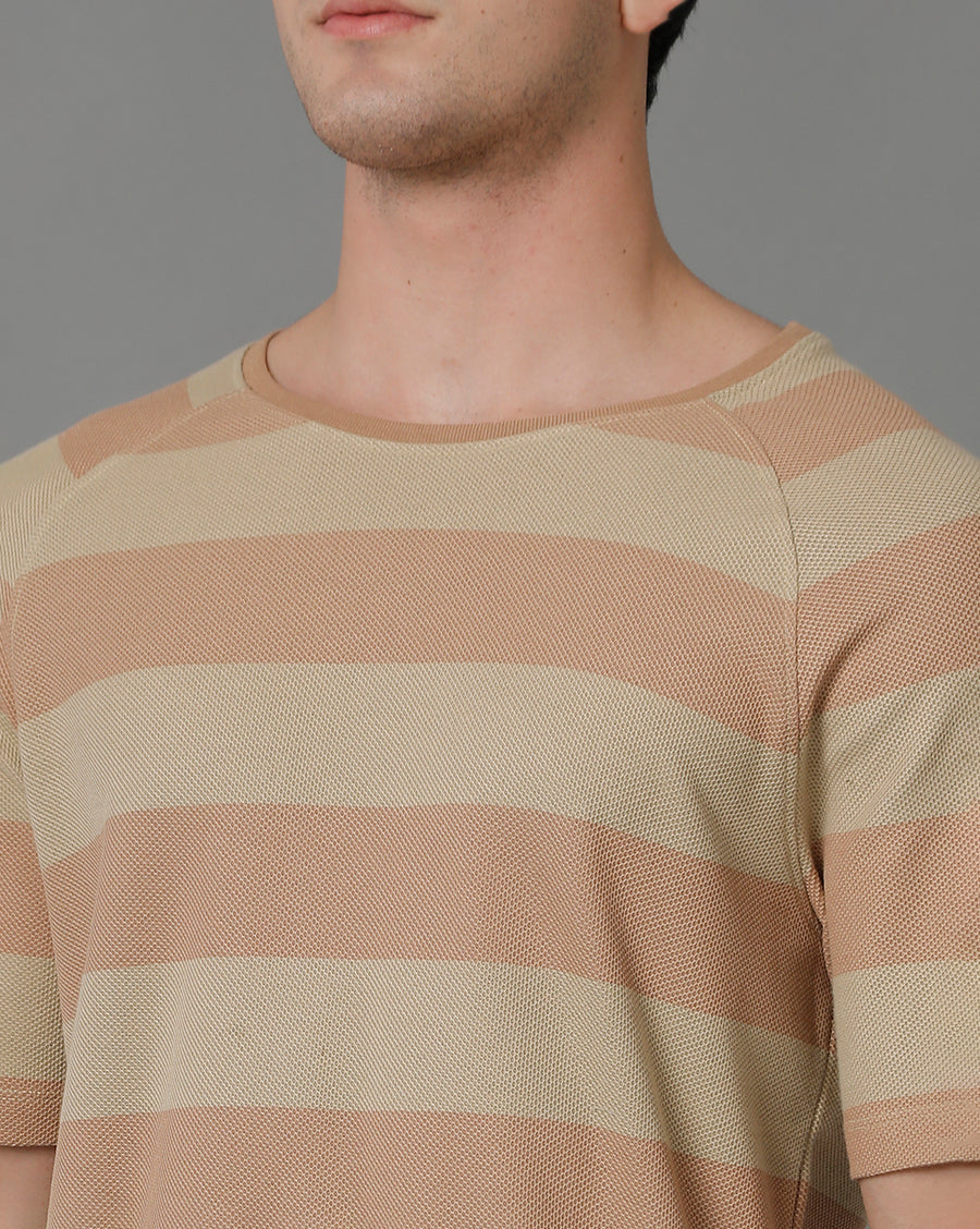 Voi Jeans Striped Raglan Sleeves Pure Cotton T-shirt