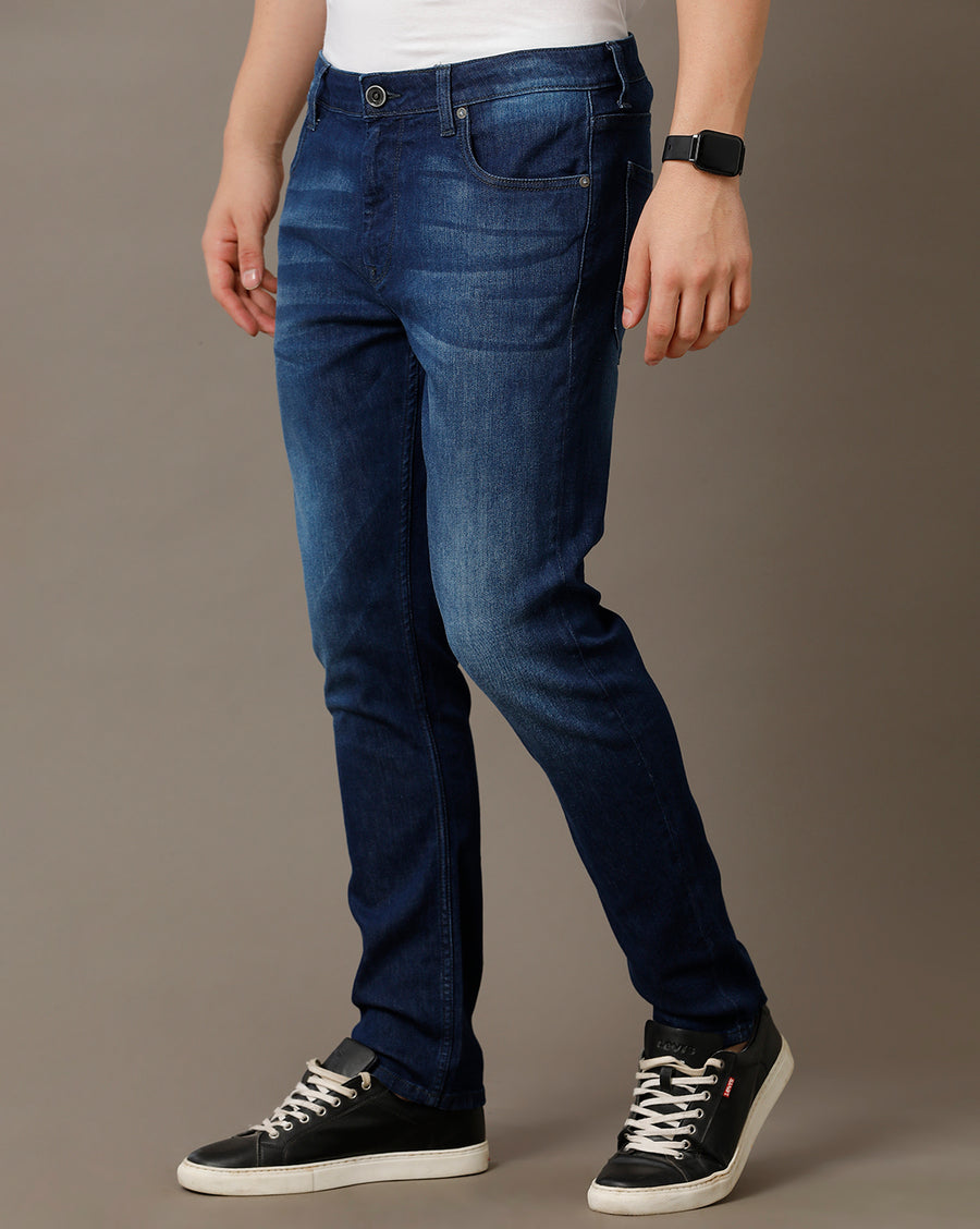 Voi Jeans Mens Indigo Track Skinny Cotton Poly Jeans