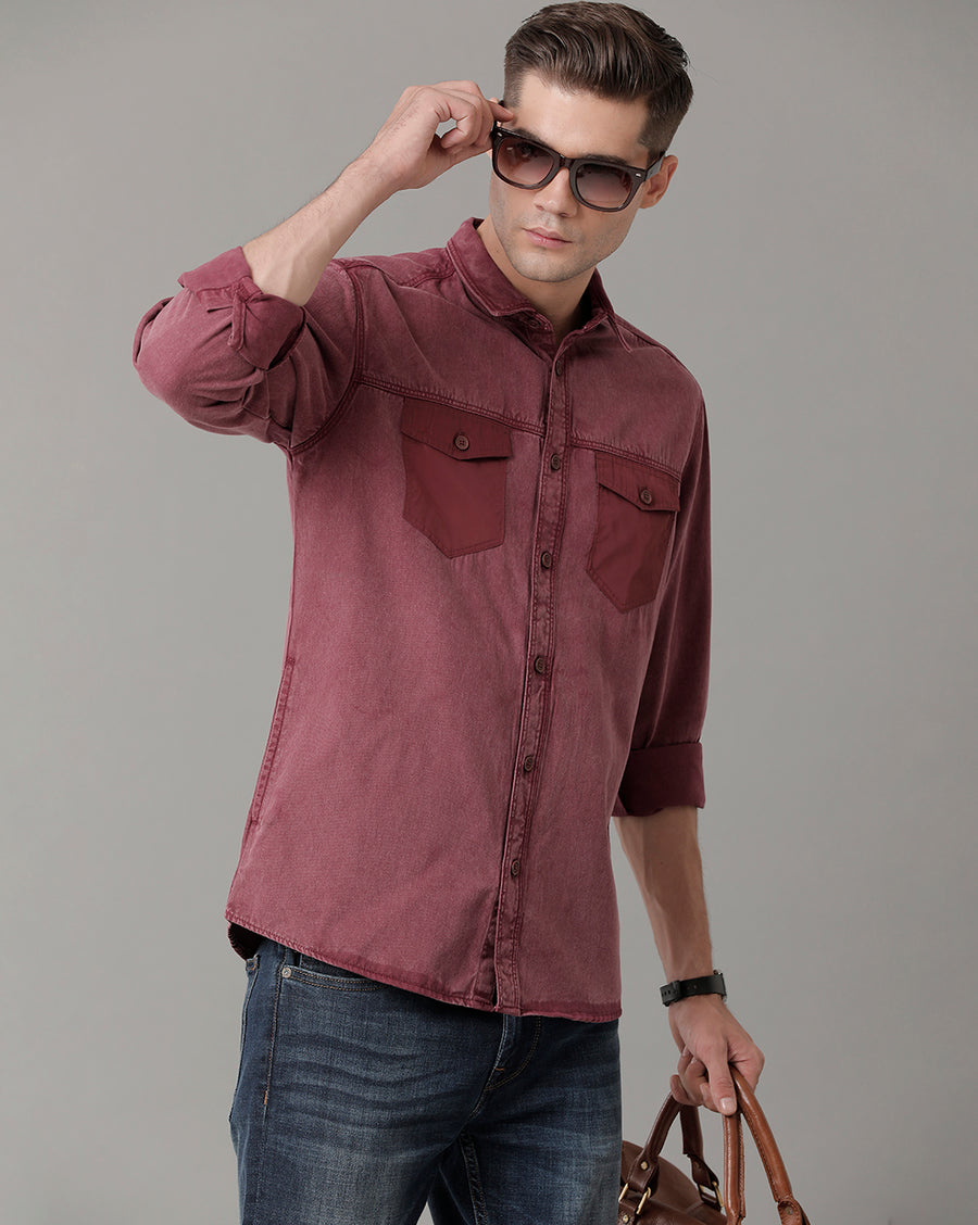 Voi Jeans Mens Wine Slim Fit Shirt