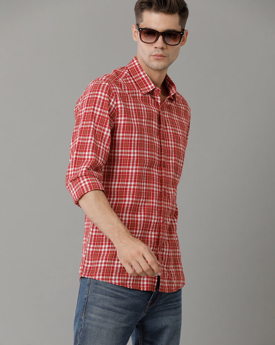 Slim Fit Tartan Checked Pure Cotton Casual Shirt