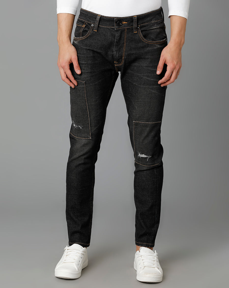 Men Grey Track Skinny Cropped Fit Jeans