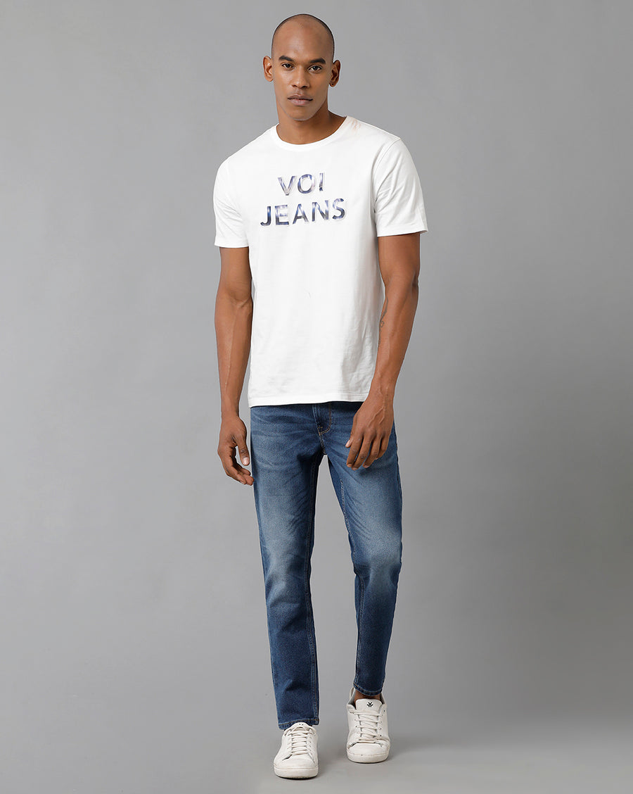 Voi Men Indigo Track Skinny Cropped Fit Jeans