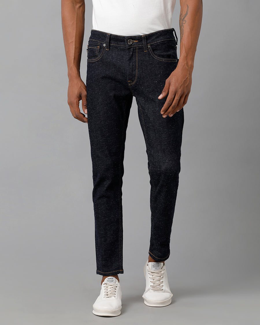 Voi Men Dark Indigo Track Skinny Cropped Fit Jeans