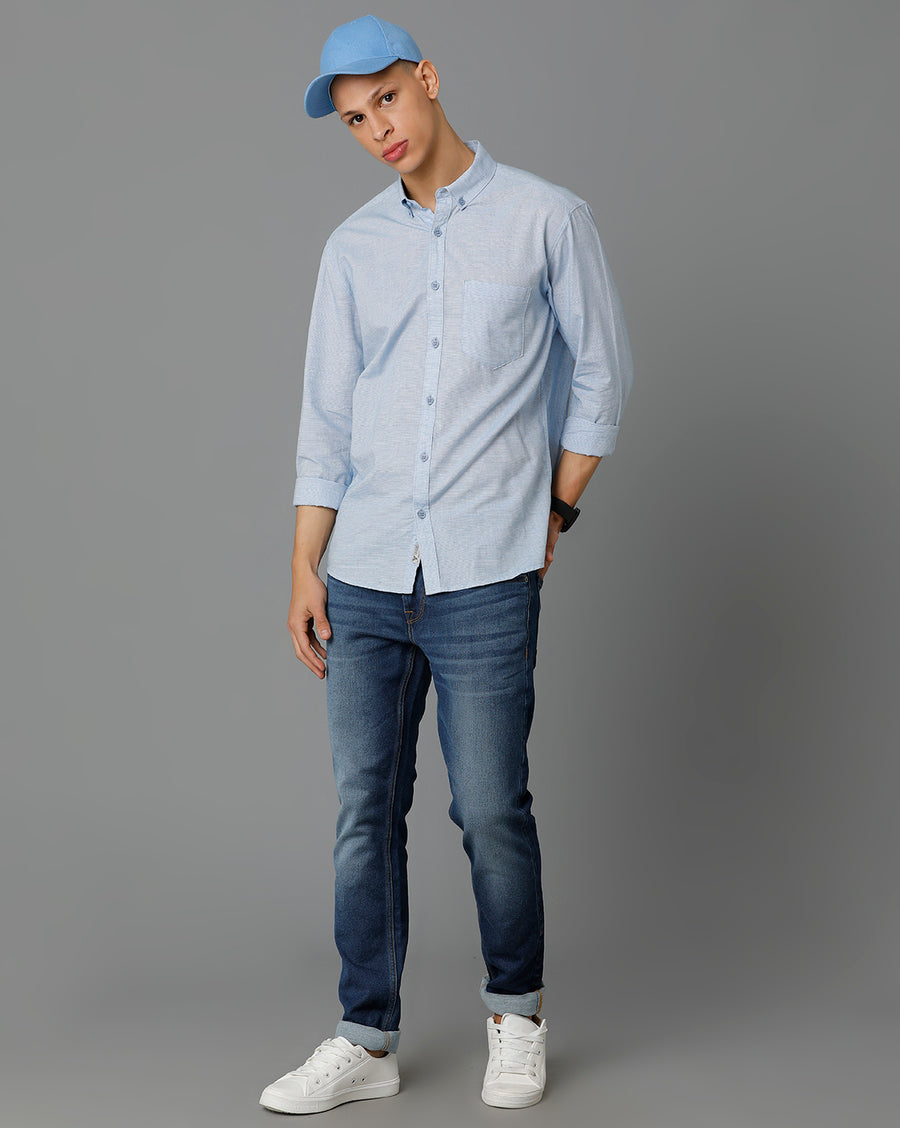 Men's Blue Regular Fit Shirt
