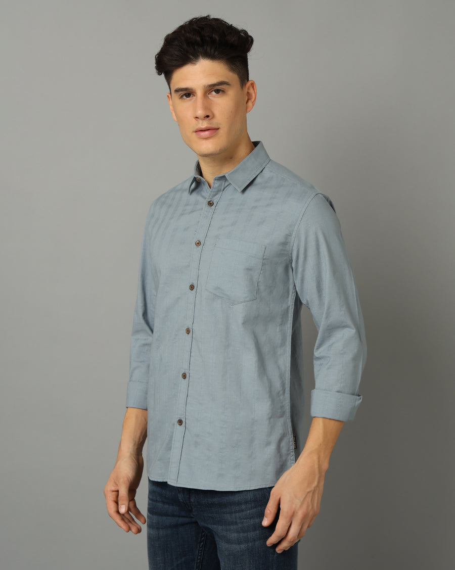 Slim Fit Opaque Cotton Casual Shirt