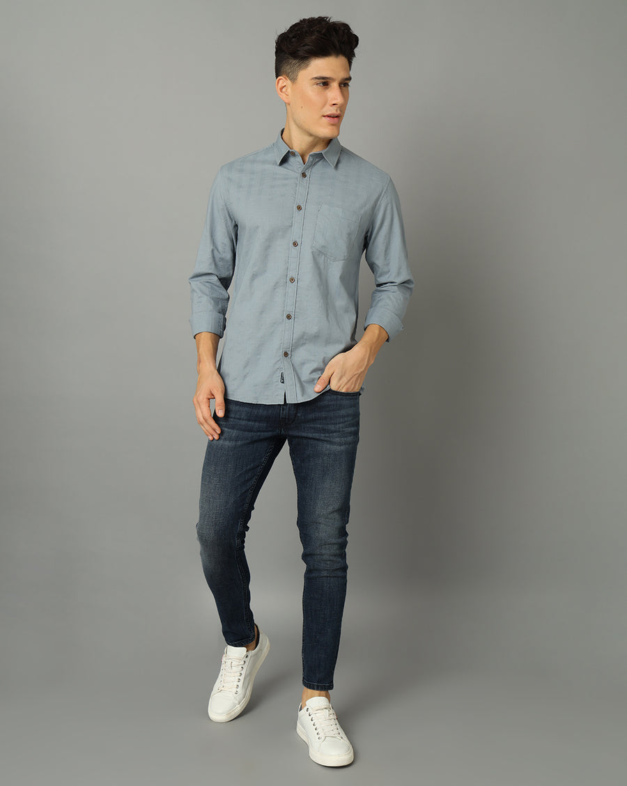 Slim Fit Opaque Cotton Casual Shirt