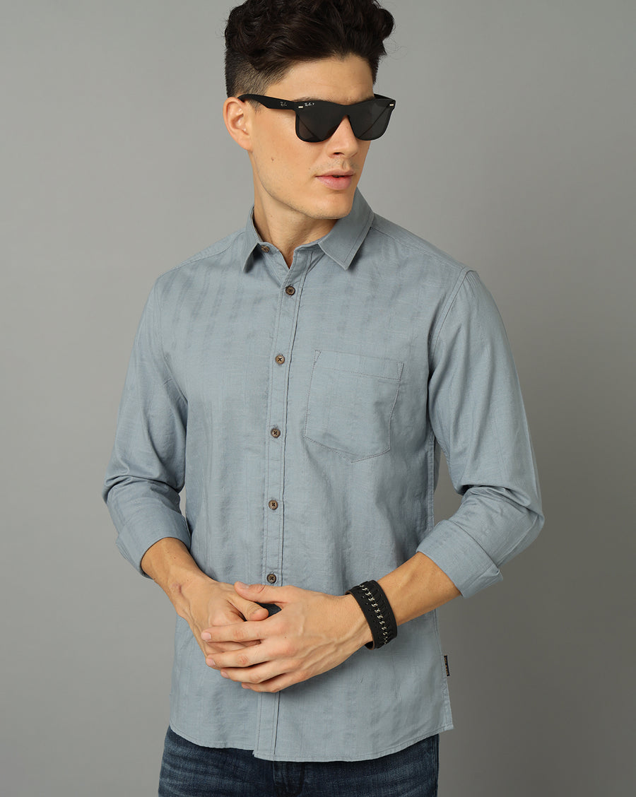 Slim Fit Opaque Cotton Casual Shirt