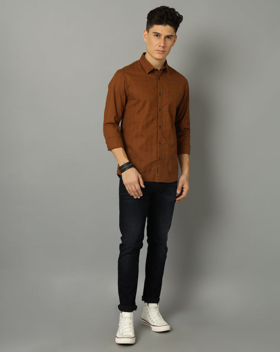 Slim Fit Opaque Casual Cotton Shirt