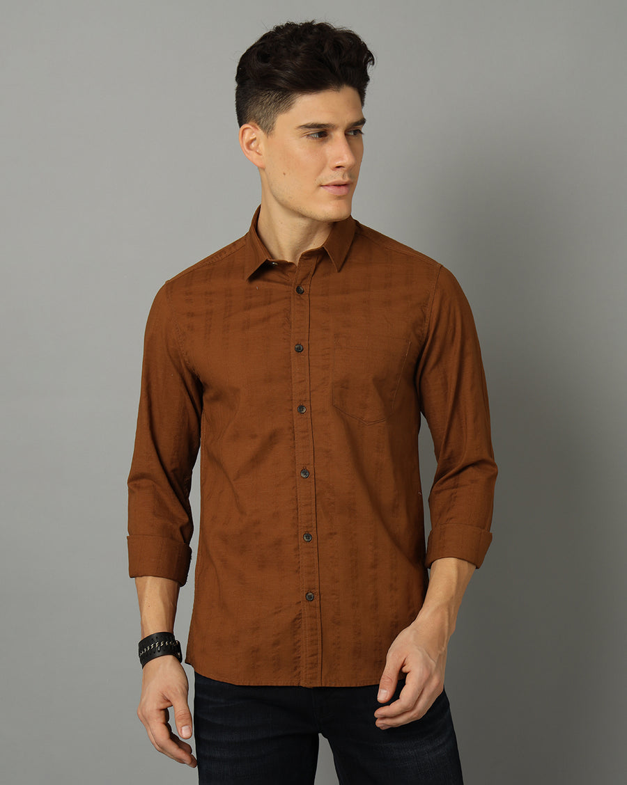 Slim Fit Opaque Casual Cotton Shirt