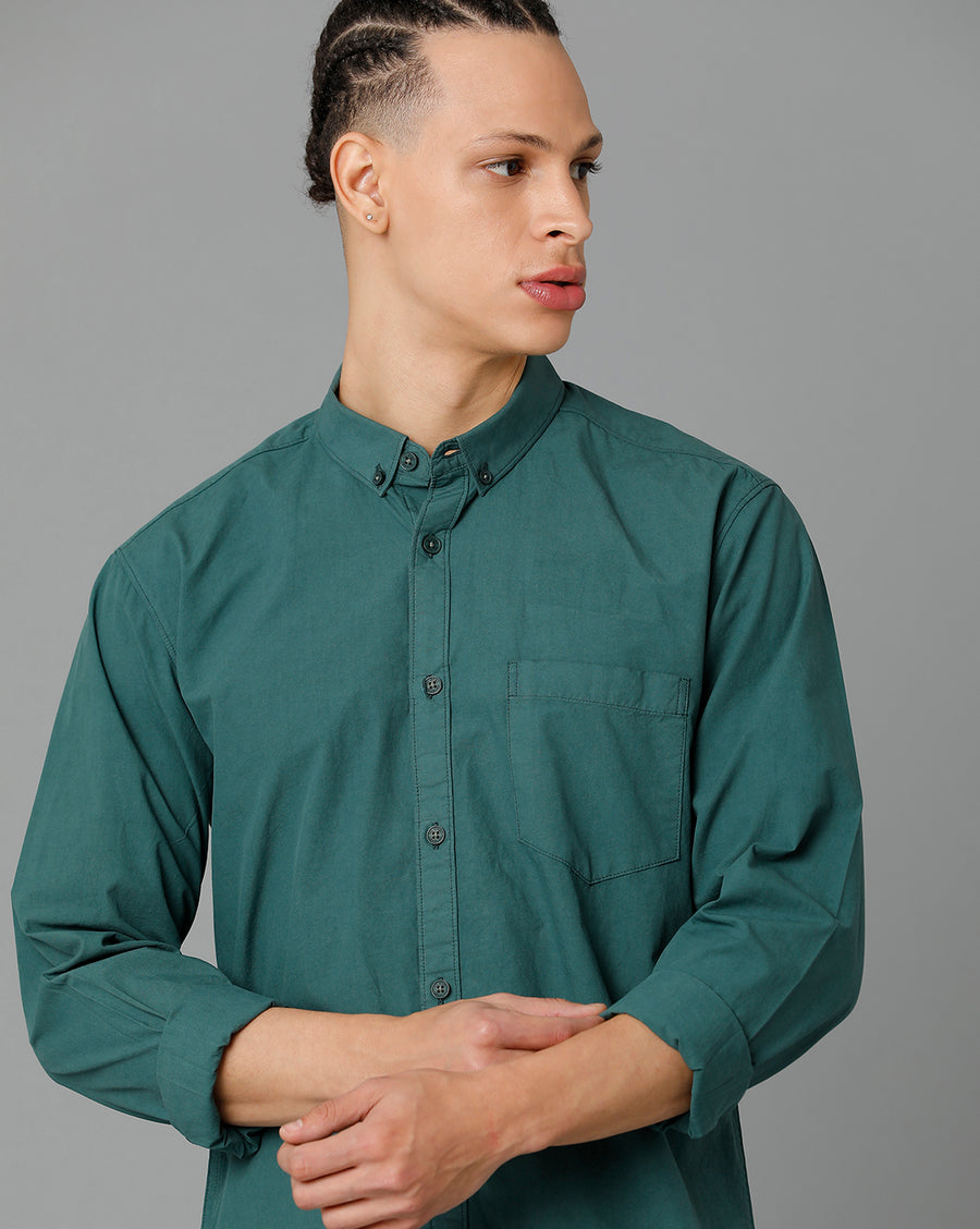 Men Solid Cotton Casual Shirt