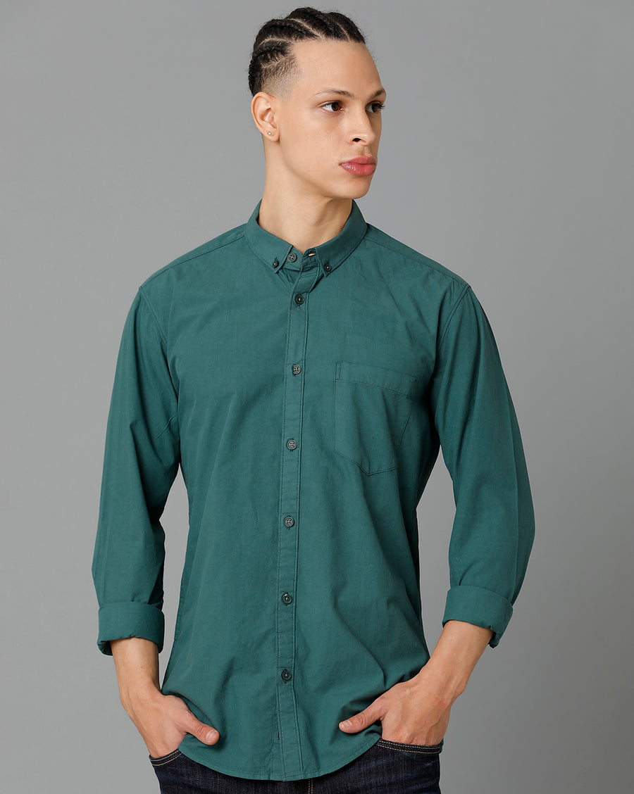 Men Solid Cotton Casual Shirt