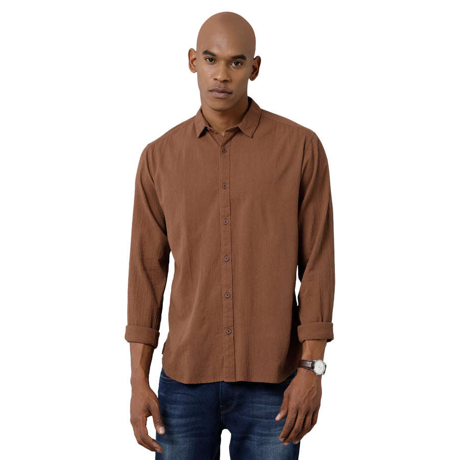 Men's Brown Slim Fit Shirt