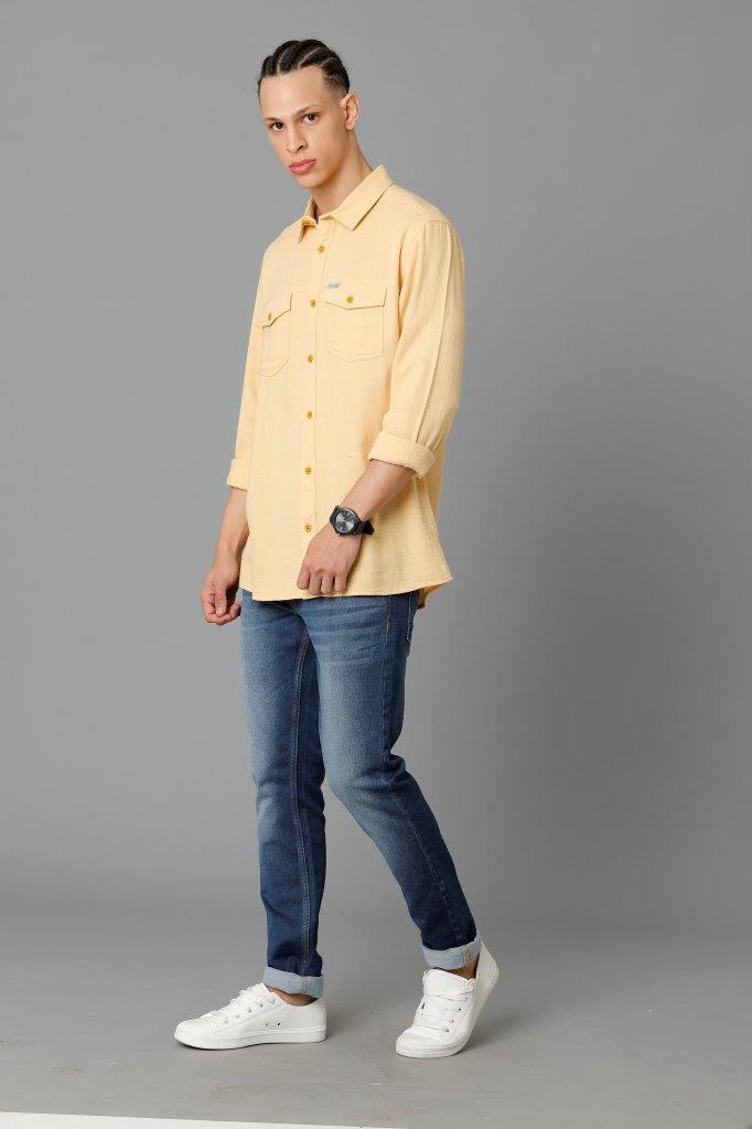 Men's Lt Yellow Slim Fit Shirt