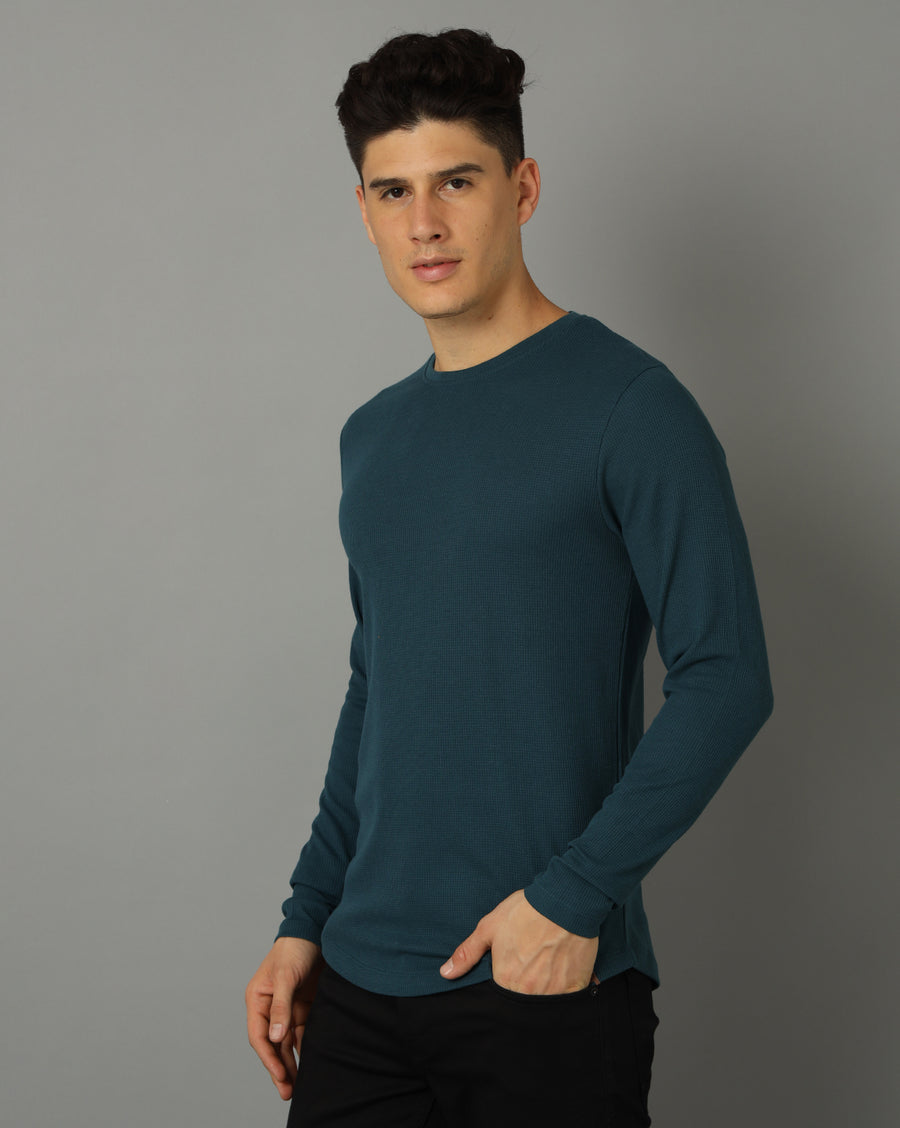 Men Waffle Regular Fit Casual T-Shirt