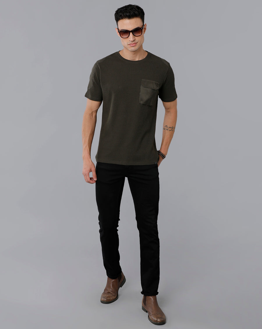 Men's Olive Regular Fit T-shirt