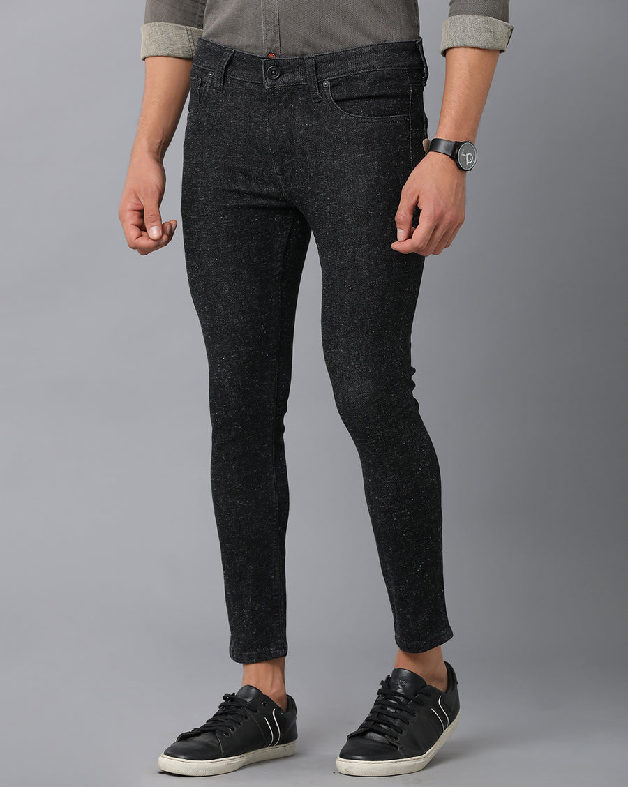 Voi Jeans Men's Black Track Skinny Cropped Jeans - VOJN1755
