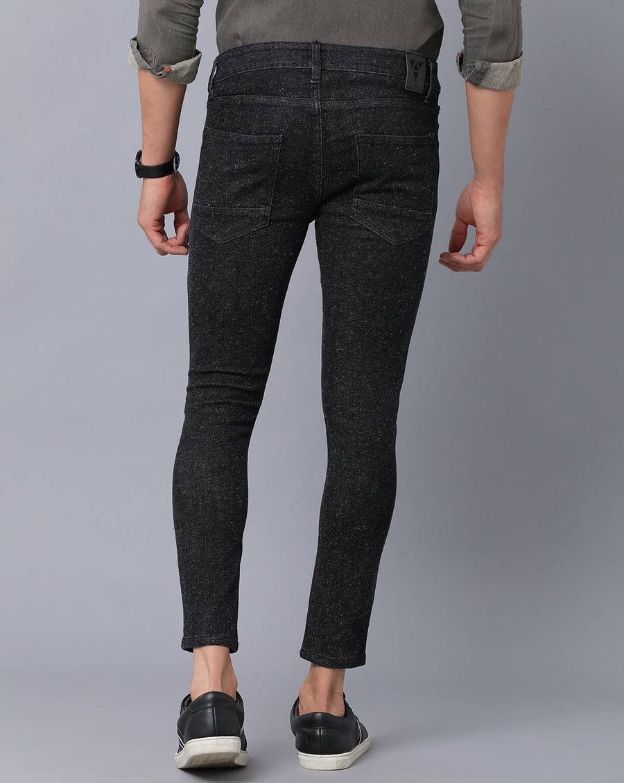 Voi Jeans Men's Black Track Skinny Cropped Jeans - VOJN1755