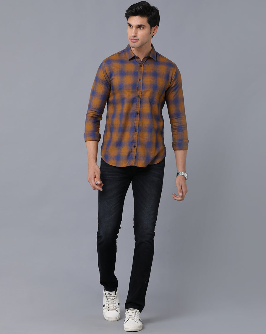 VOI Jeans Men's Checks Multicolour Cotton Slim Fit Casual Shirt