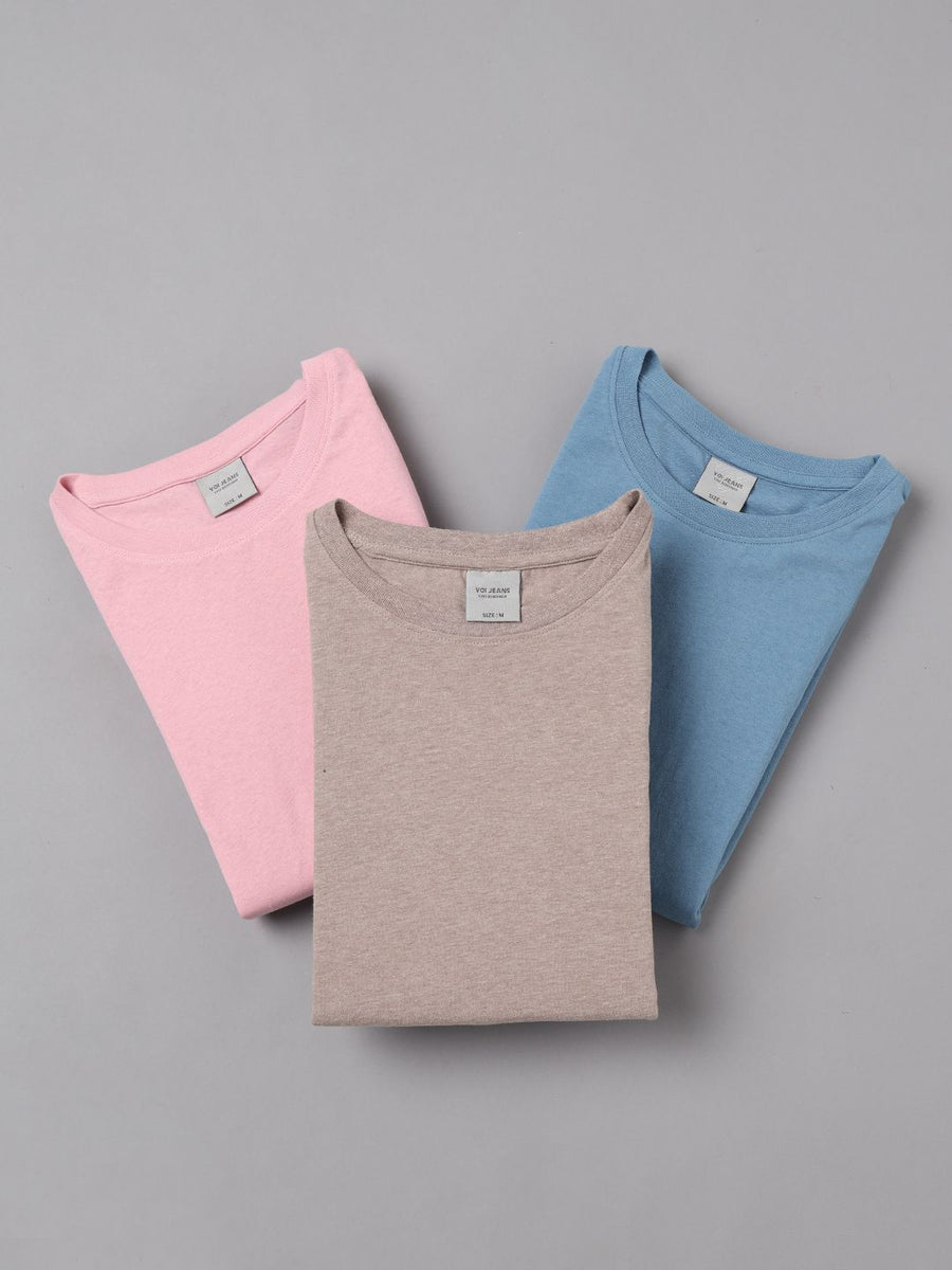 Voi Jeans Men's Pack of 3 Regular Fit T-shirts